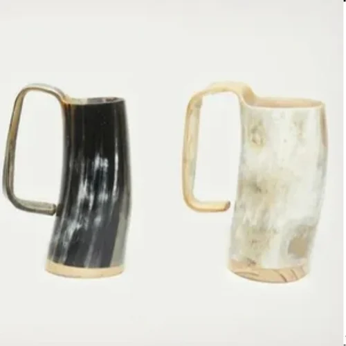 Black white designer handgrip Viking horn mug