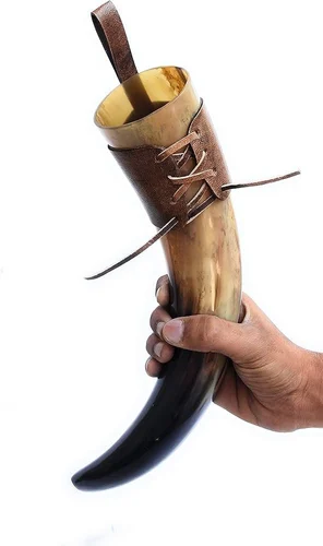 Leather Viking drinking Horn stand Ox horn stand buffalo horn stand