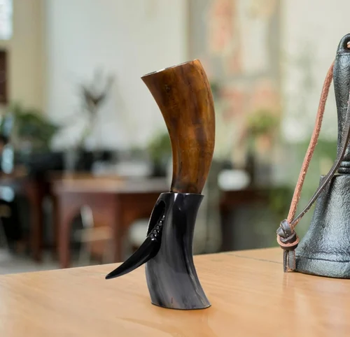 Ale horn Natural Drinking Horn With Horn Stand
