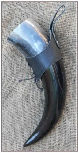 Drinking Horn With Leather Holder