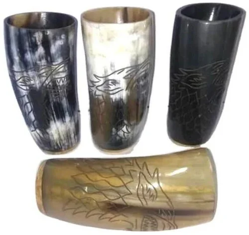 Lion Carving Viking Drinking Horn Glass