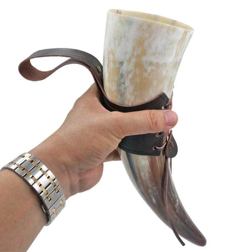 Viking Drinking Horn with leather