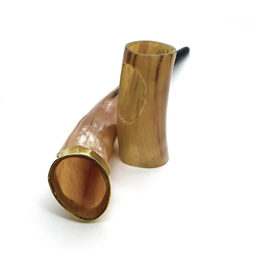 White horn with brass molding rim drinking horn stand