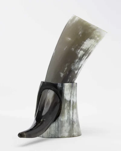 White horn stand authentic drinking horn stand