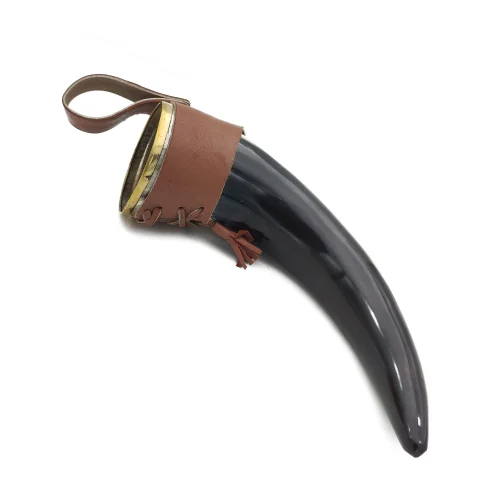 Polished Viking Drinking Horn with leather